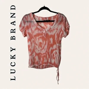 0080W. Lucky BRAND‎ BLOUSE SHORT SLEEVES WITH TIE AT BOTTOM SIZE SMALL